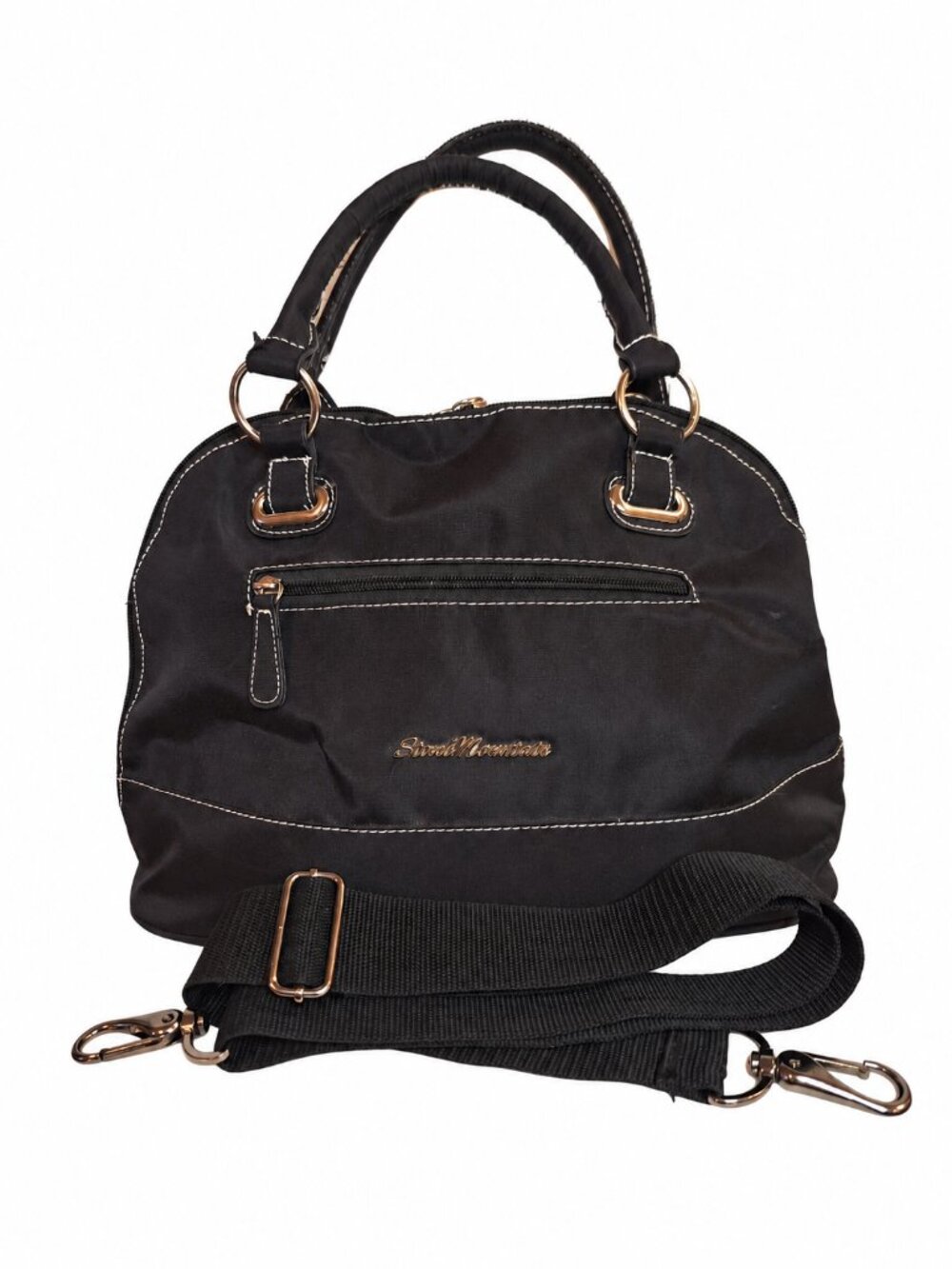 Stone Mountain Black Satchel Bag with Removable Strap